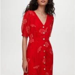 Wilfred | Floral Flame Scarlet Button Front Mini Dress